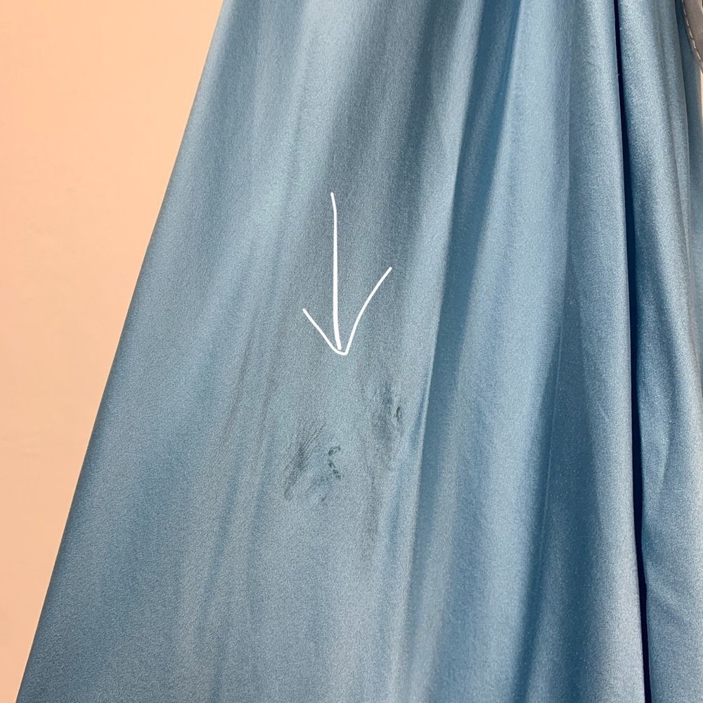 NWT Nicholas x Revolve Simone Silk Maxi Dress Belted Slit Gown Sky Blue 2 - Picture 11 of 12